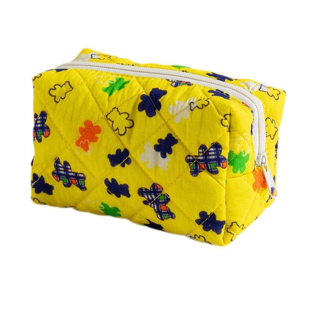 Portable Flower Printed Cosmetic Bag Large Capacity Travel Organizer Makeup Bag Storage Bag
