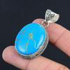 Daughters Day Sale Copper Blue Turquoise Gemstone 925 Sterling Silver Pendant