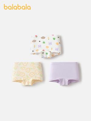 Balabala Toddler Girls' Skin-Friendly Cotton Boxer Shorts - Cute A-Class Four-Corner Pants, 3-Pack