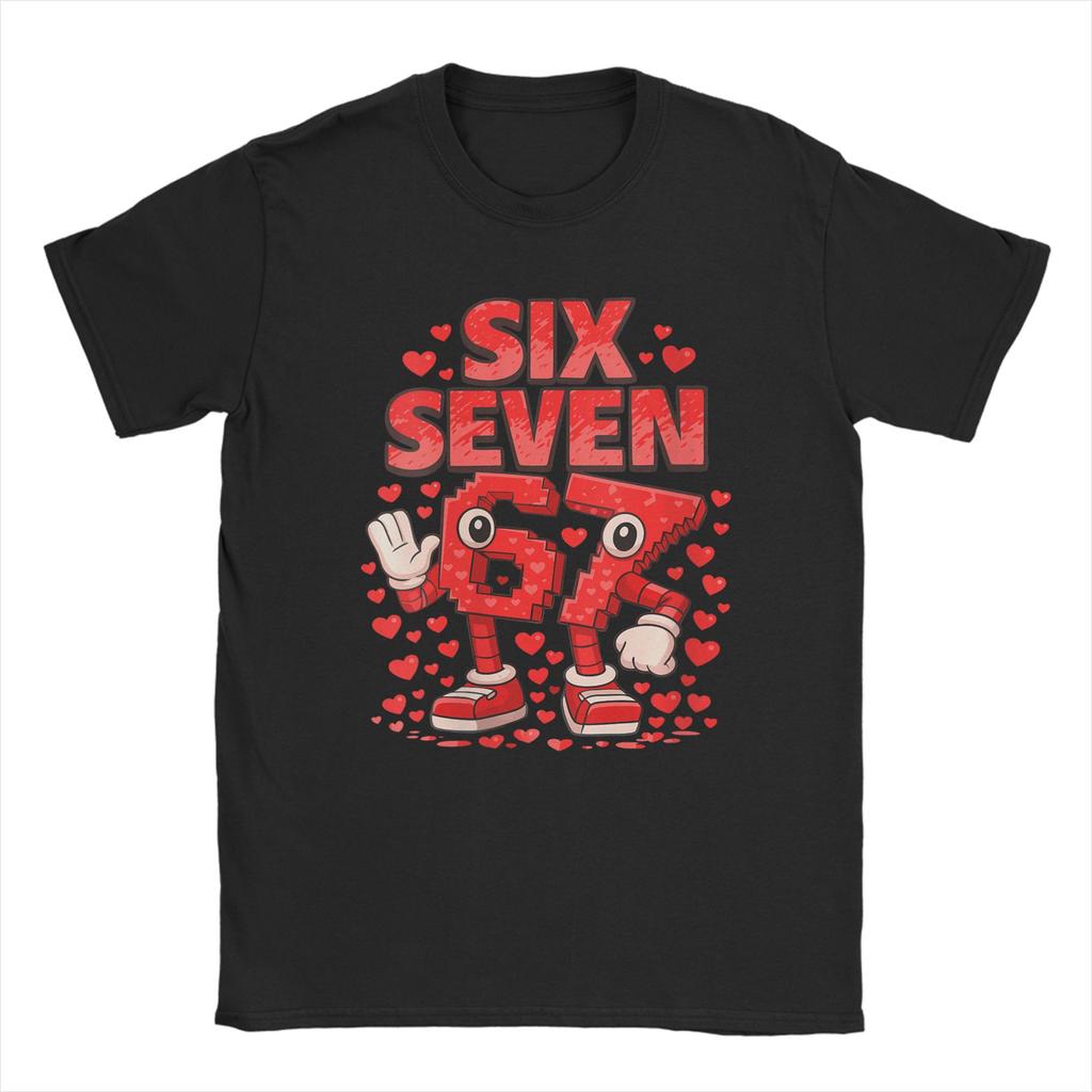 Casual T Shirt Summer Six Seven 6 7 Meme Dabbing Heart Valentines Hip Hop T Shirts  100 Cotton Tshirt for Mens Y2K Top Tees