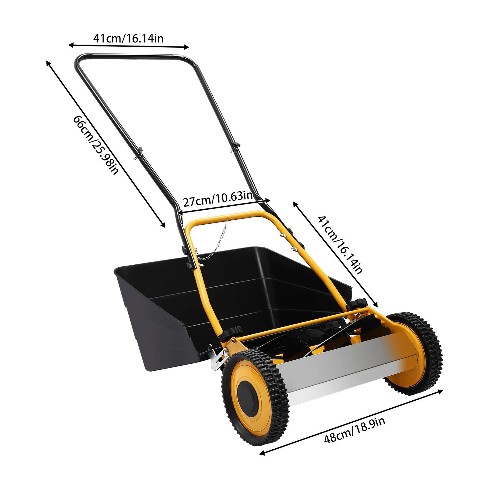 

Hand Push Lawn Mower, Freestanding Wheeled Lawn Mower,14 Lawn Mower w/ Grass Collecting Box for Backyards, Park Landscaping чорний