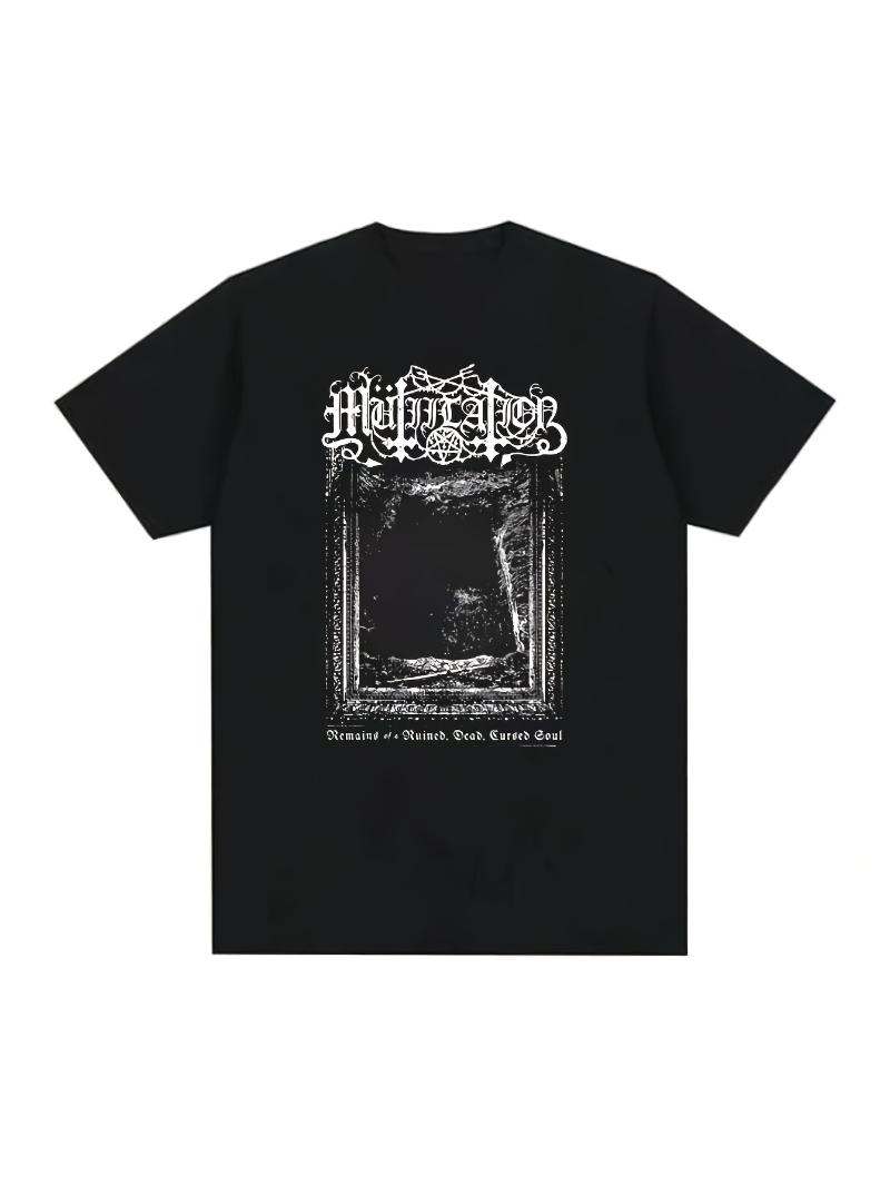 

Unisex Curse Soul Destruction Pattern Tshirt Gothic Horror Style Loose Edition Four Seasons Universal Street Casual Top S