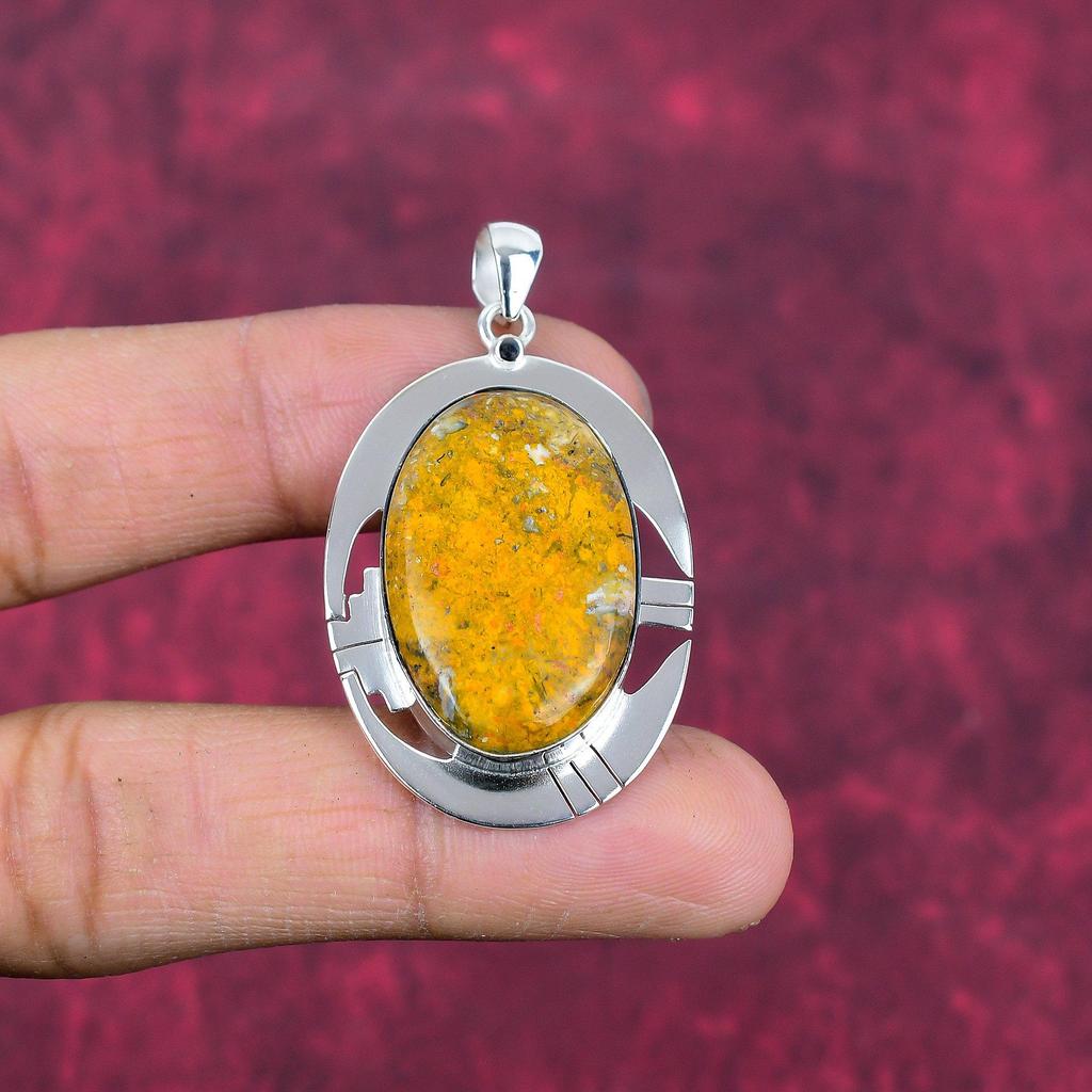 Bumblebee Jasper Pendant, 925 Solid Sterling Silver Gemstone Jewelry, Handmade Pendant, For Mother Day