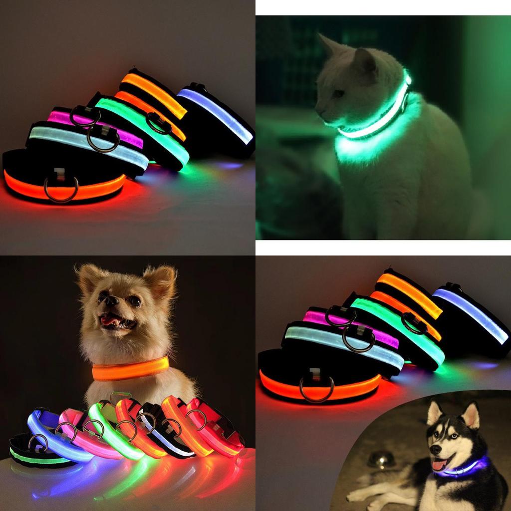 Adjustable Size Usb Rechargeable Led Pet Collar For Cats And Dogs Nylon Material