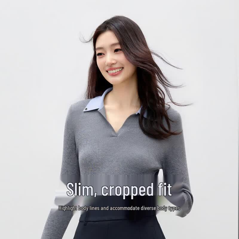 Faux Two-Piece Color-Block Knitted Top XL