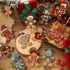 12/24pcs Gingerbread Man Ornaments Christmas Tree Wooden Hanging Decorations Pendants Cute Cartoon Xmas DIY Hangings Home Decors