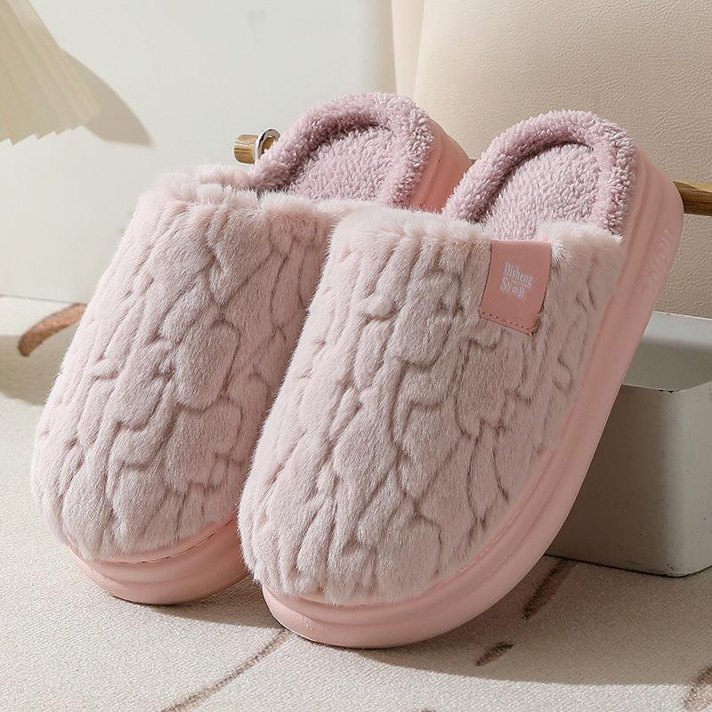 Thick bottom new warm non-slip cotton slippers women's autumn and winter home indoor men's and women's fluffy cotton slippers