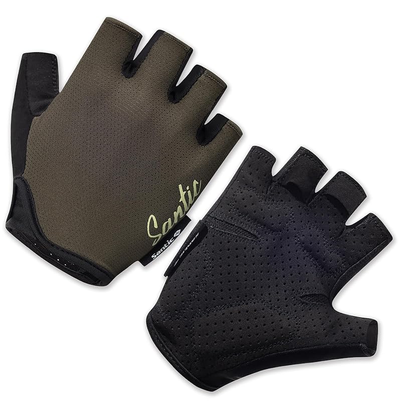 

[Santic] Cycling Gloves cycling bicycle gloves for summer Finger cut half finger road bike sports Breathable (green S)