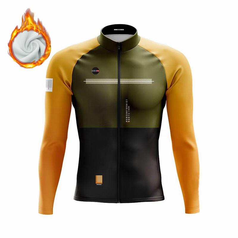 Men's Cycling Long Jackets Thermal Fleece Warm Lightweight Jerseys Camiseta Termica Hombre Invierno Winter Velvet Warm Cycling Clothing Suit Set