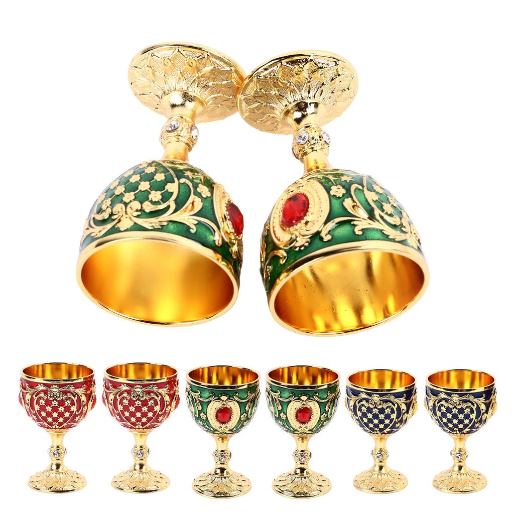 Weinglas im Vintage-Stil, Zinklegierung, elegante, dekorative Retro-Gläser mit Stiel für Zuhause, Bar, Party, 2 Stück