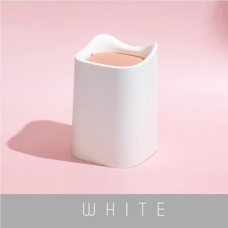 Mały Domowy Kosz na Śmieci PP w Jednolitym Kolorze z Pokrywą Mini Wiaderko Pojemnik na Odpady Biurowy Organizer do Przechowywania Przenośne Pudełko na Biurko