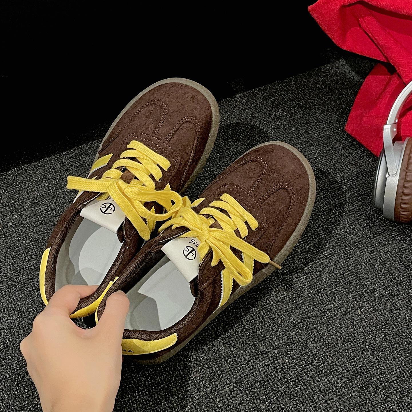 

Red retro lightweight thick-soled German training shoes women s 2025 new autumn versatile height-increasing soft-soled casual board shoes 40 жёлтый