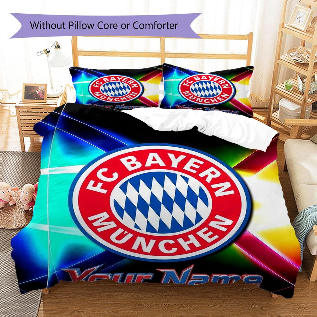 FC Bayern Munchen Custom Name Pattern Bedding,Quilt Set Quilt Cover Pillowcase Home Birthday Gift(1 * duvet cover + 2 * pillowcase, without core)