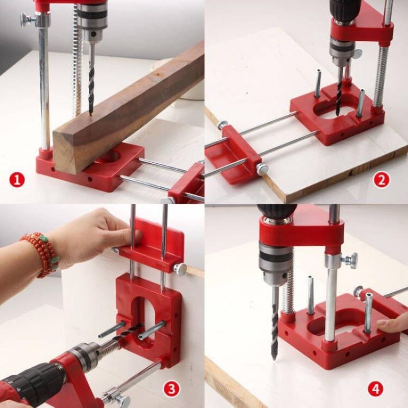 Adjustable Woodworking Drill Locator Hole Punch Template Tool for Precise Drilling and Punching in Furniture Making and DIY