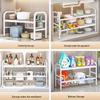 Retractable Under-Sink Tiered Shelf and Pot Storage Rack