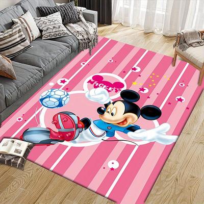 1pc Mickey and Minnie Area Rug, Non Slip Floor Mat, Cartoon Character Design, Soft Velvet, Room Decor, Washable