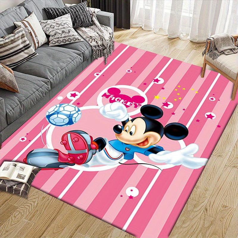 1 alfombra de área de Mickey y Minnie, alfombrilla antideslizante para el suelo, diseño de personaje de dibujos animados, terciopelo suave, decoración de habitación, lavable