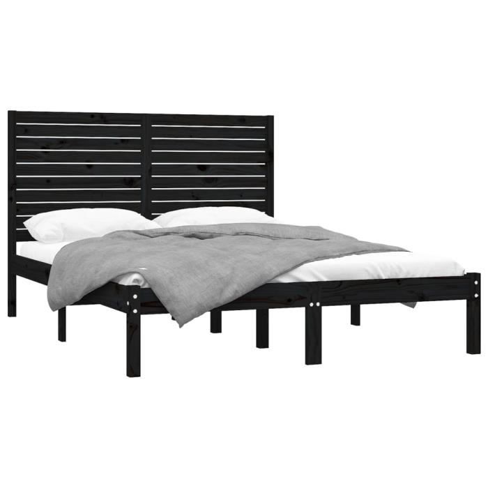 VidaXL Bed Frames Black Solid Wood 150x200 Cm Extra Large 3104617