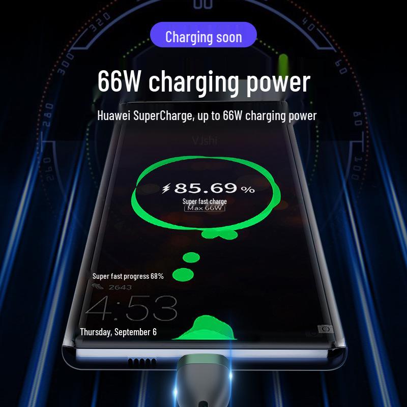 3-in-1 66W Fast Charging Cable for Apple/Android, 6A Aluminum Alloy Braided.