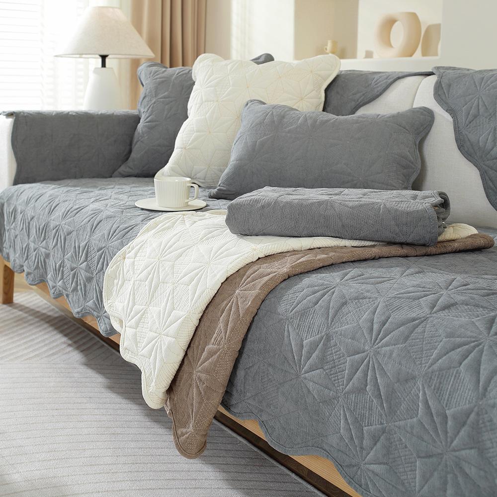 Chenille Solid Embroidered Sofa Cushion Cover Back Scarf Four Seasons Universal Simple Modern Anti Slip Universal Seat Cushion