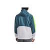 Under Armour Logo Print Color Block Hooded Zip Jacket Men Jackets Blue 1373821-414