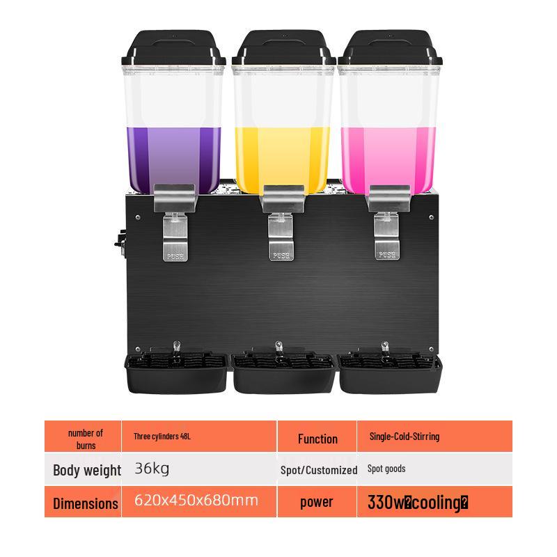 Tenggong Hot & Cold Beverage Dispenser with Dual & Triple Cylinder Options for Juices and Milk Tea, Self-service Stirring Spray