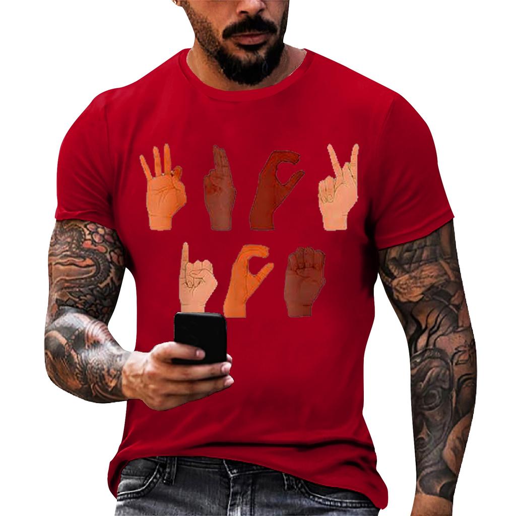 Men's loose and casual patterned letter print T-shirt short-sleeved top