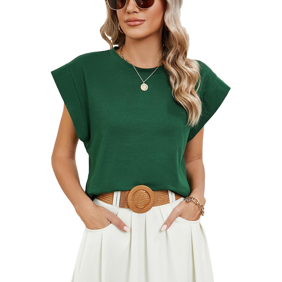 

Літня вільна футболка з коротким рукавом і круглим вирізом, жіноча безрукавка в смужку M