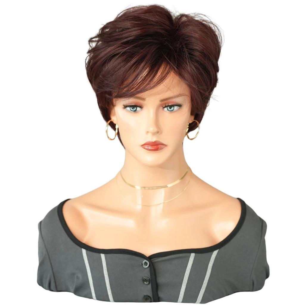 Synthetische weinrote Bob-Perücke für Damen, täglicher Party-Trend, natürliche Lavendel-Perücken mit Pony, Ombre-Bob, hitzebeständige Faser