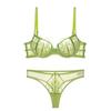 Large Size Women French Sexy Lingerie Set UltraThin Color Blocked Embroidered Lace Underwear Set Minimizing Push Up Bra and Panties Set