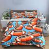 3Pcs Football Bedding Set, Cartoon American Football Pattern Print Duvet Cover + 2 Pillowcases, Sports Fan Decor, Great Gifts