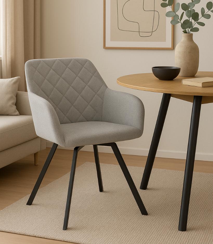SWEN Upholstered Swivel Chair, Gray Fabric