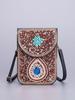 Butterfly & Flower Pattern Retro Ethnic Style 2026 New Handmade Beaded PU Crossbody Mini Phone Bag Women's Shoulder Purse