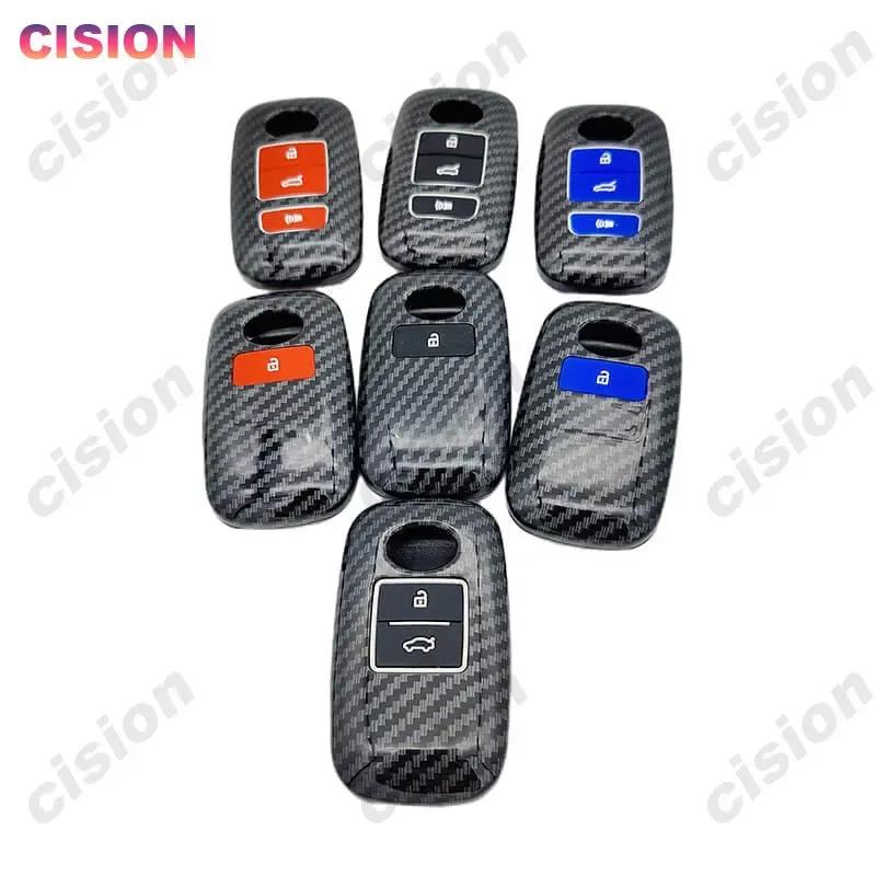 Carbon Fiber Remote Car Key Fob Cover Case Shell Holder Protector For Toyota Yaris Ativ Raize Veloz Avanza Rush Perodua Daihatsu