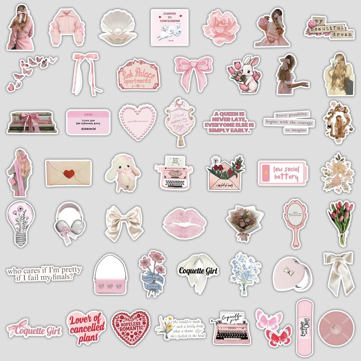 

50 Nordic Style Coquette Girl Graffiti Stickers Water Cup Computer Waterproof Decorative Stickers Stationery Stickers