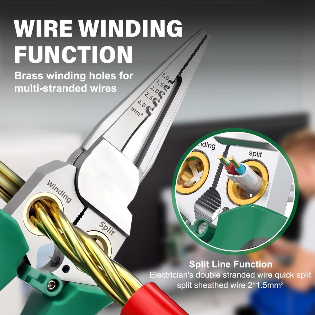 2025 new 8 in 1 Wire Stripper with Voltage Tester, Pinzas De Electricidad, Multi-function Electric Wire Stripping Tool for Cutting and Pulling Pliers,