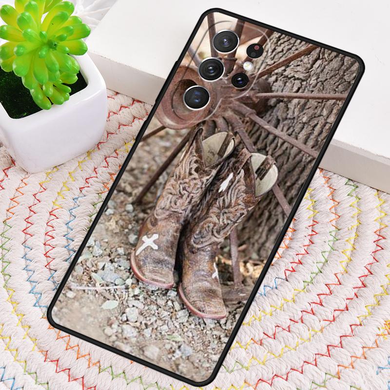 Cowboy Cowgirl Boots Spur Hat Phone Case for Samsung Galaxy note 10 pro S26 Ultra S23 S24 FE S25 S21 S22 PLUS shockproof Cove