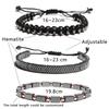 3Pcs Men Bracelet Set Handmade Weaven Braslet Natural Hematite Healing Braclet Stone Adjustable Father's Day Gift Wrap Pulseria