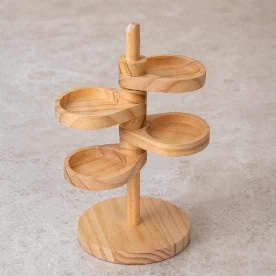 Yousheng Rotatable Storage Rack, Multi-Purpose Wooden Organizer, Space-Saving Portable Jewelry Holder, for Kitchen Bathroom Bedroom