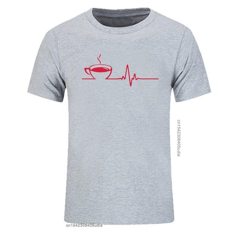 T Shirt Brand Men Short Sleeve Round Collar Coffee Heartbeat Camisas Casual The Funny Tshirt Printing T Shirts