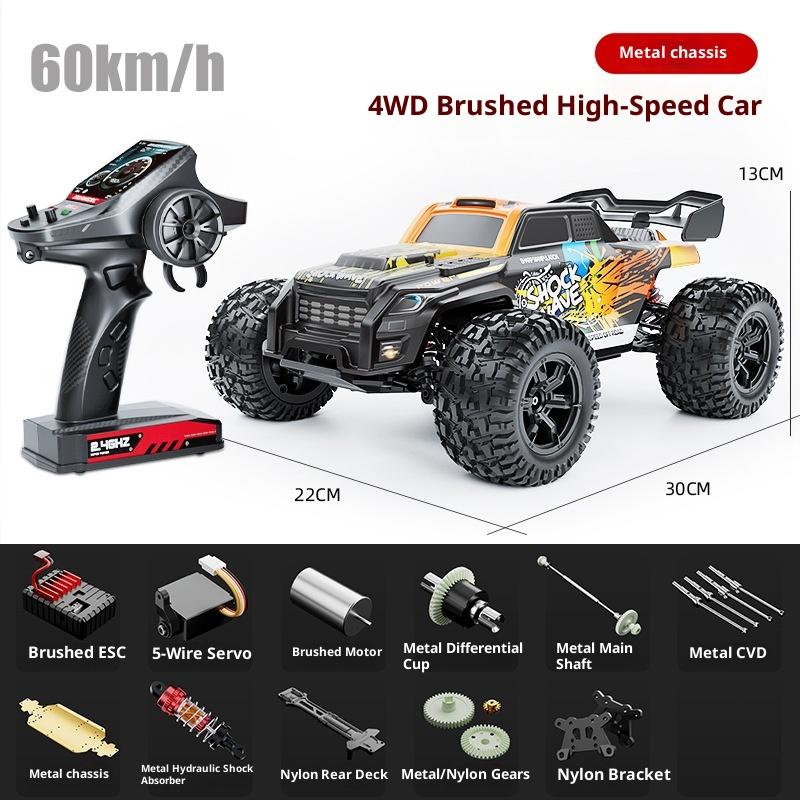 RC Off-Road Car 4WD High Power Brushed Climbing Truck Metal Chassis High Speed Racing Vehicle Remote Control Crawler for Adults