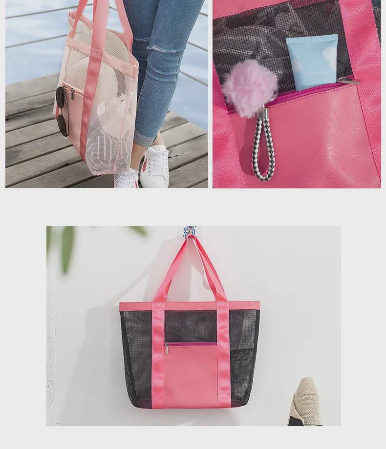 Solid Color Beach Bag: Portable Outdoor Travel and Swimming Storage Solution