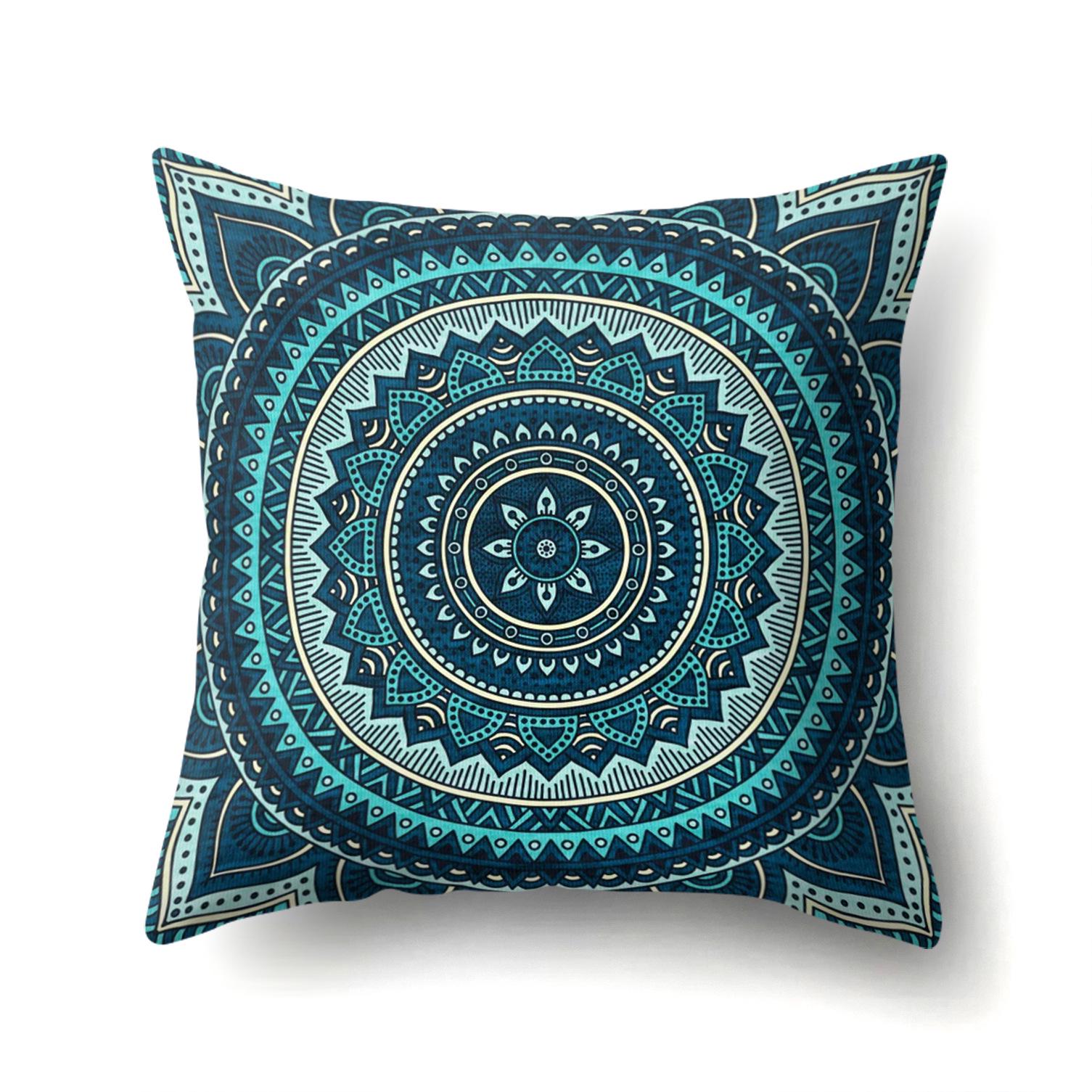 

Polyester Pillow Cover Boho Mandala Flower Texture Pillow Cover Home Soft Ornament Premium Durable Quality Useful 45*45cm