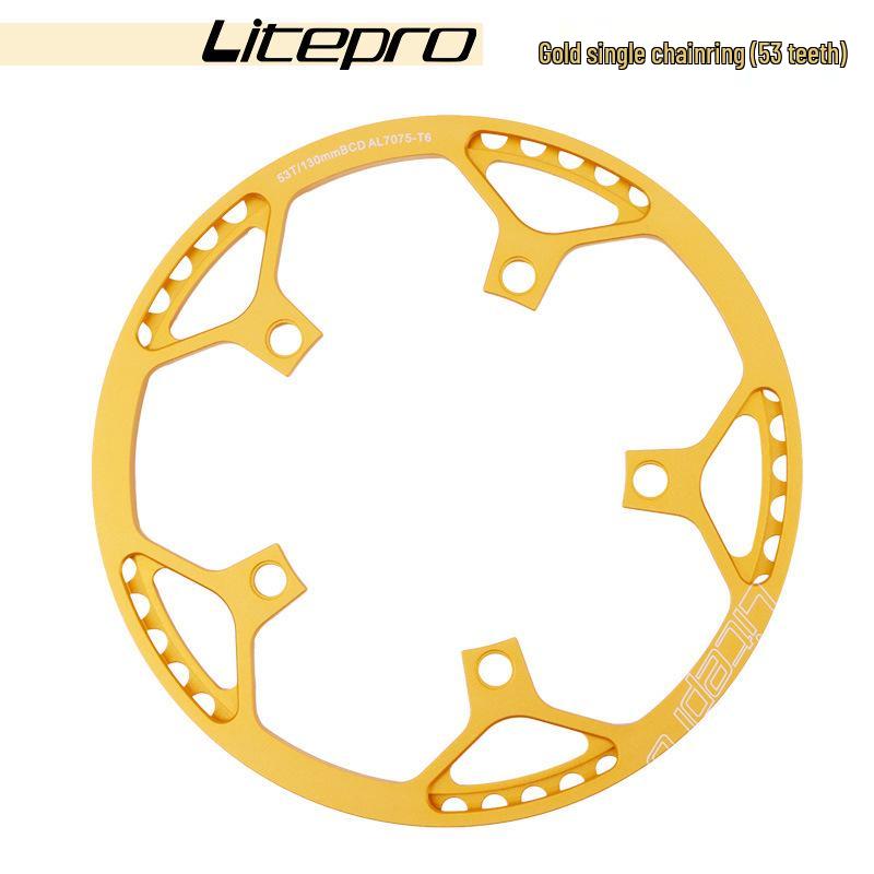 Litepro Folding Bike Crankset with Round Chainrings: 45T, 47T, 53T, 56T, 58T - Square Hole Design