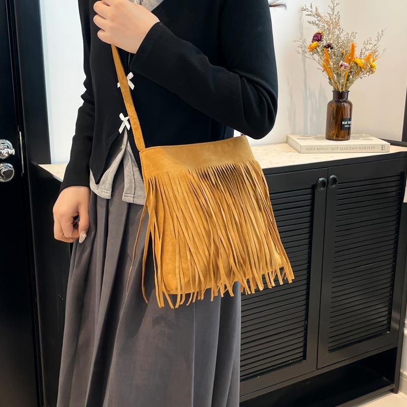 Women's Retro Fringed Bag, New Design Sense, High Value, Large Capacity, Shoulder Underarm Bag, Trendy Messenger Bag