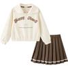 Balabala Girls' Long-Sleeve Top & Pleated Skirt Set