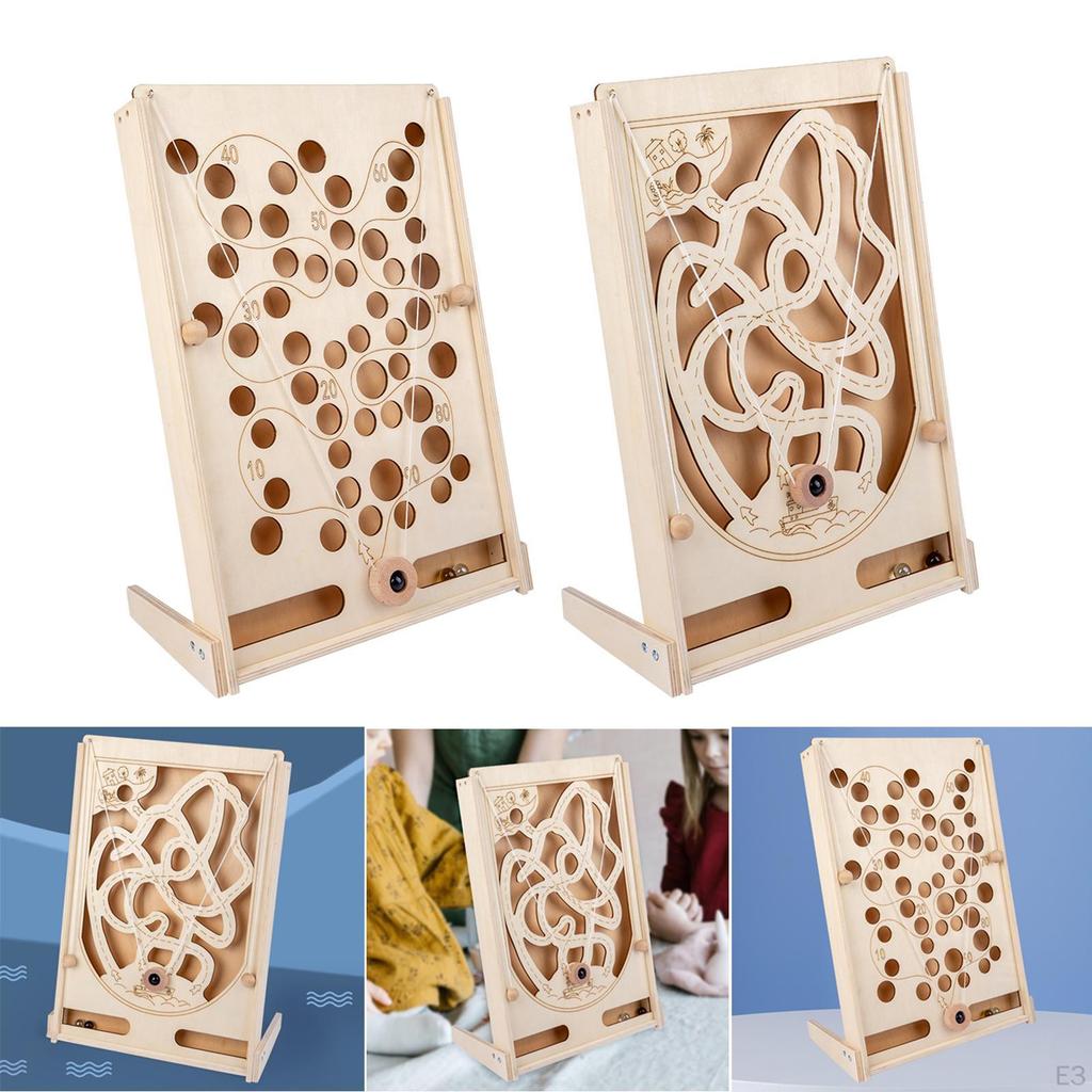 Wooden Maze Three Marbles, Game Traditional Board for Adults, Boys and Girls