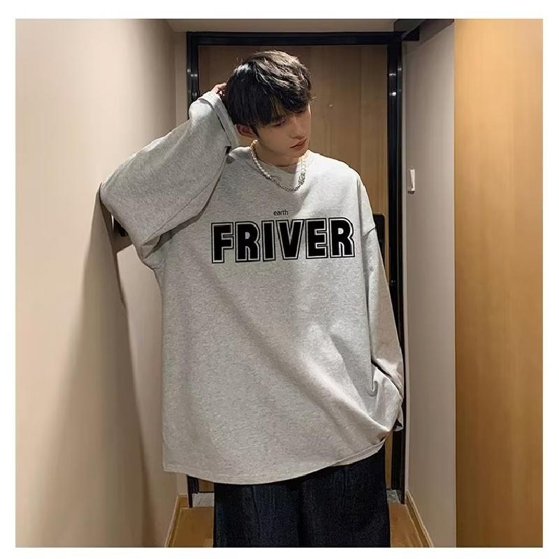 

Мужские футболки с длинным рукавом с буквенным графическим принтом, модные брендовые футболки для мужчин, мужская одежда, повседневная футболка, мужская летняя корейская ретро футболка 5XL светло-серый