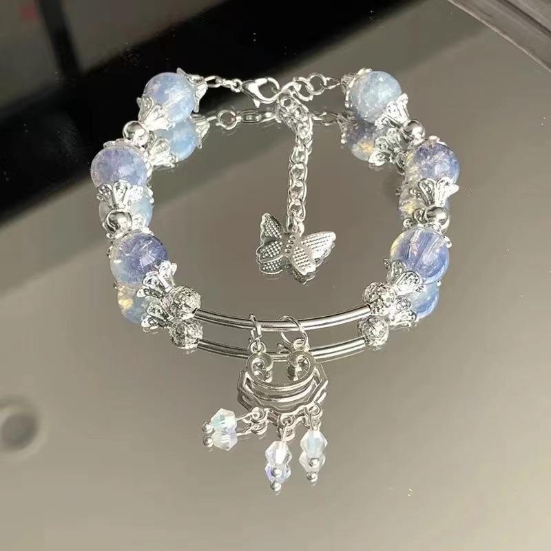 Beaded Butterfly Trendy Bracelet For Women Elegant Alloy Plated Fashion Summer 2024