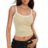 Canottiera Crop da Donna Aderente Senza Maniche Basic con Schiena Scoperta e Spalline Sottili per Uso Quotidiano